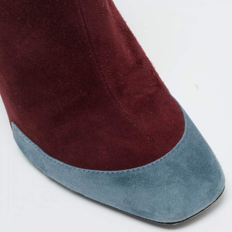 Pre Owned Hermes Tricolor Suede Ankle Length Boots Size 39