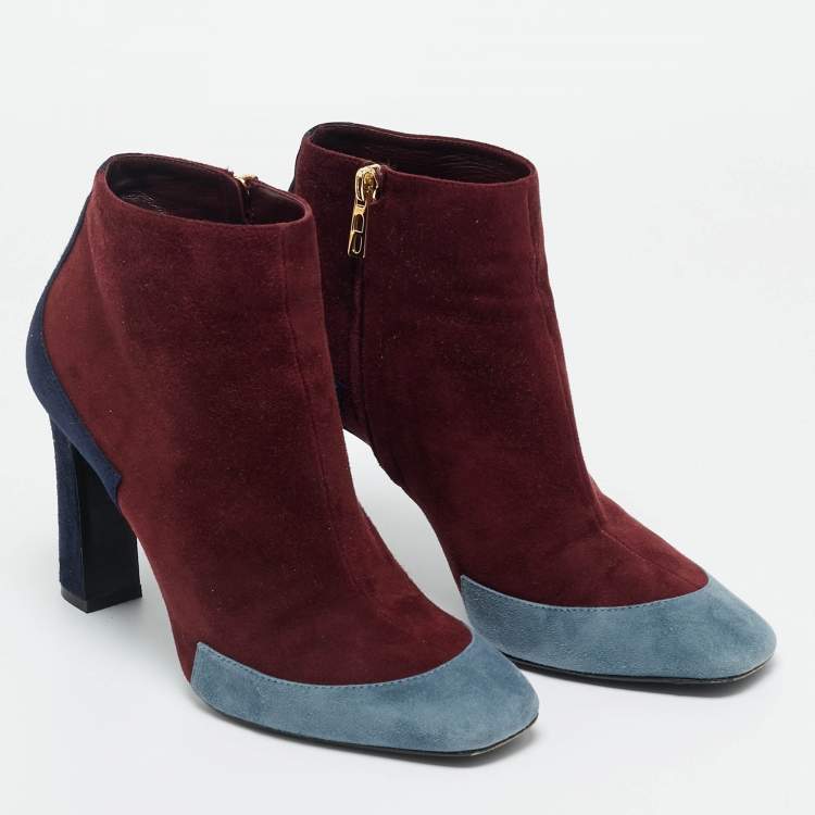 Pre Owned Hermes Tricolor Suede Ankle Length Boots Size 39