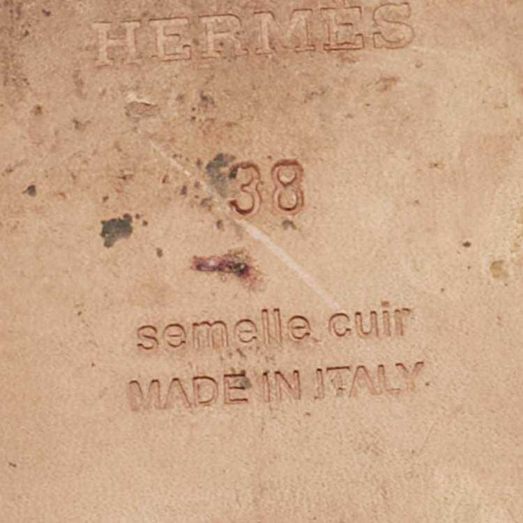 مملوكة مسبقًا Hermes Purple Leather Oran Flat Slides Size 38