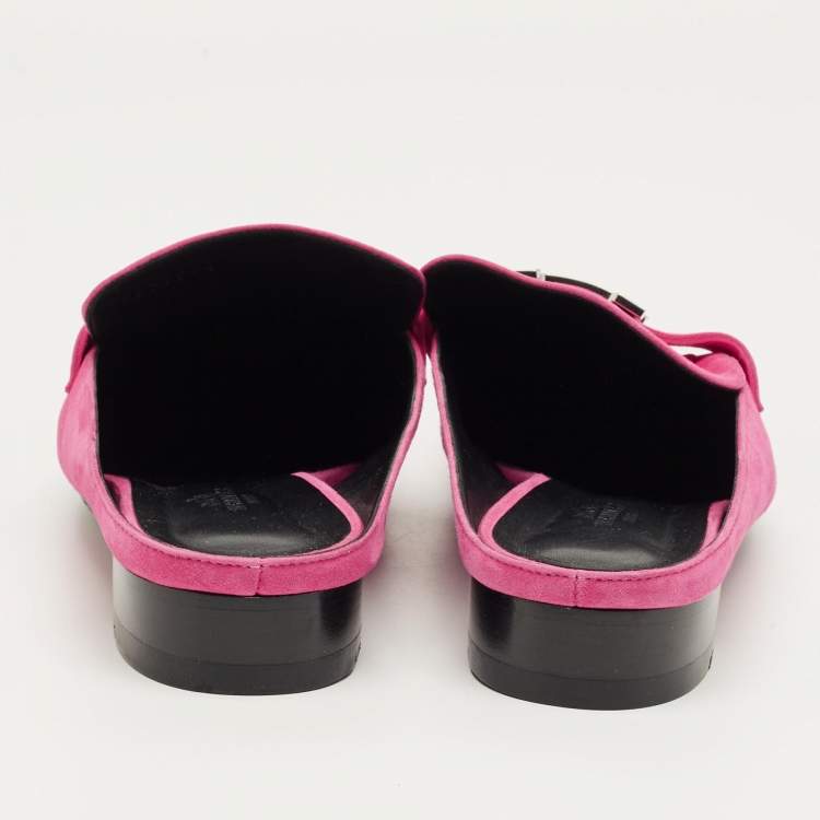 Pre Owned Hermes Pink Suede Paradis Mule Sandals Size 41