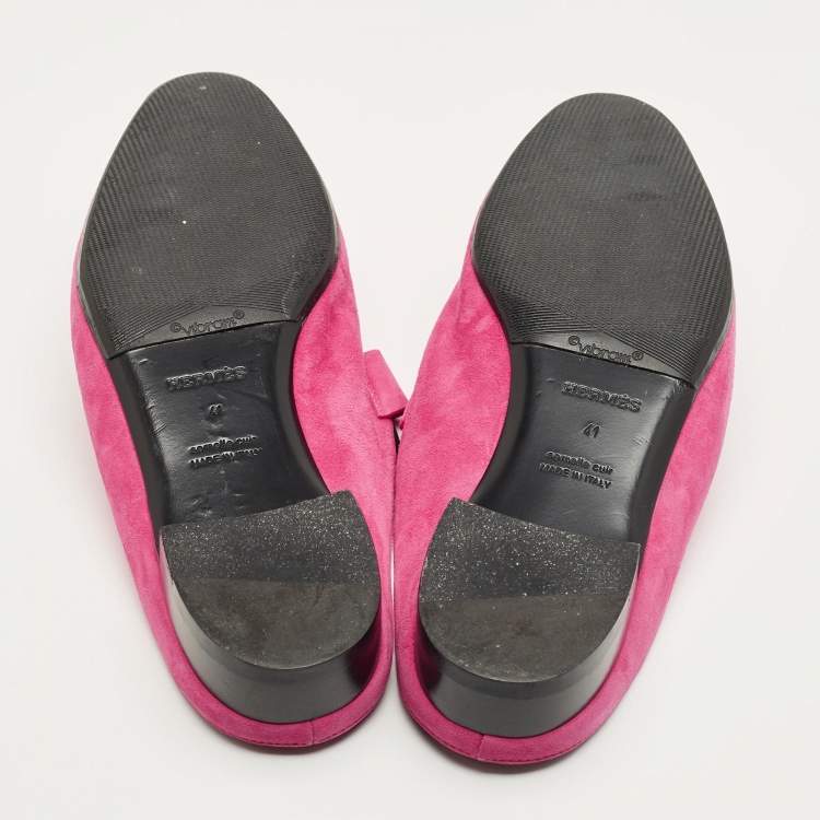 Pre Owned Hermes Pink Suede Paradis Mule Sandals Size 41