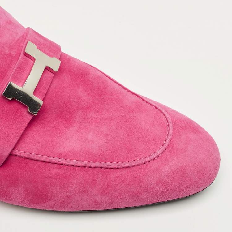 Pre Owned Hermes Pink Suede Paradis Mule Sandals Size 41