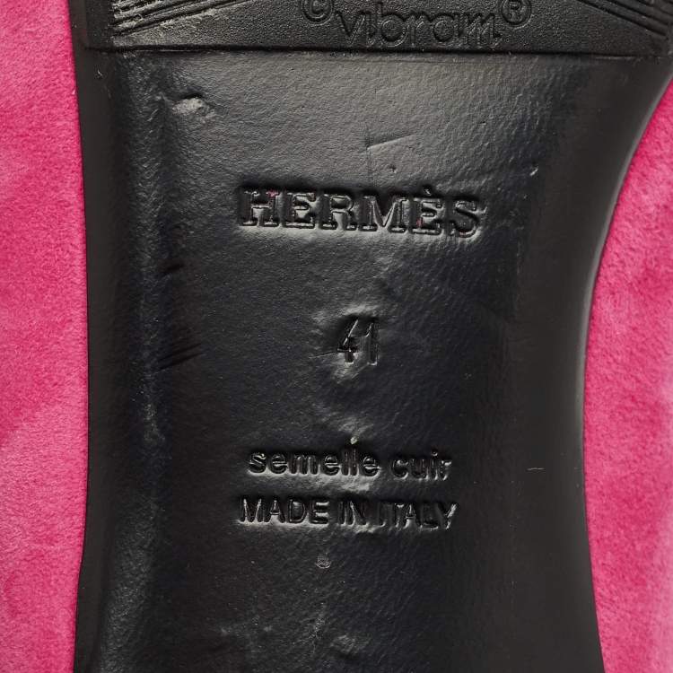 Pre Owned Hermes Pink Suede Paradis Mule Sandals Size 41