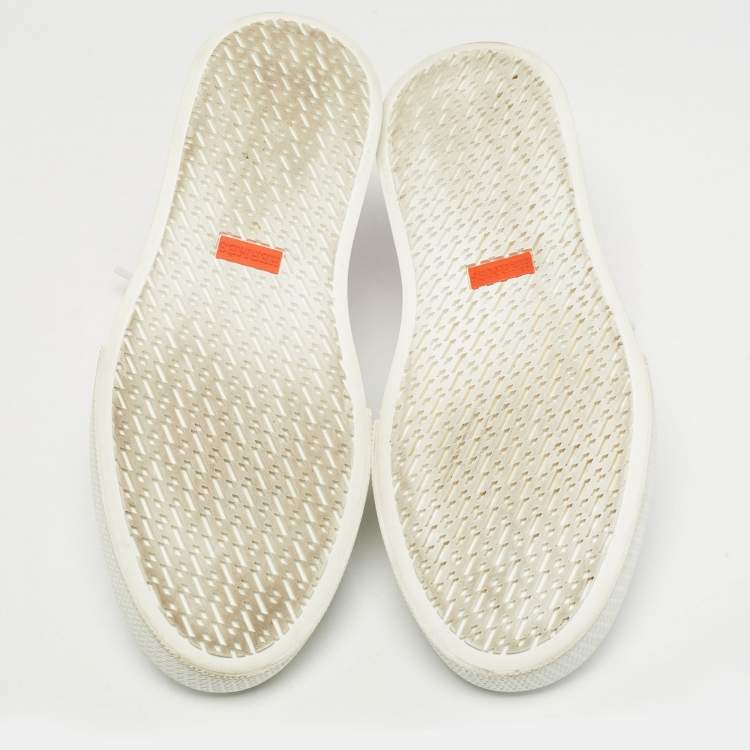 Pre Owned Hermes White Leather Deep Low Top Sneakers Size 37.5
