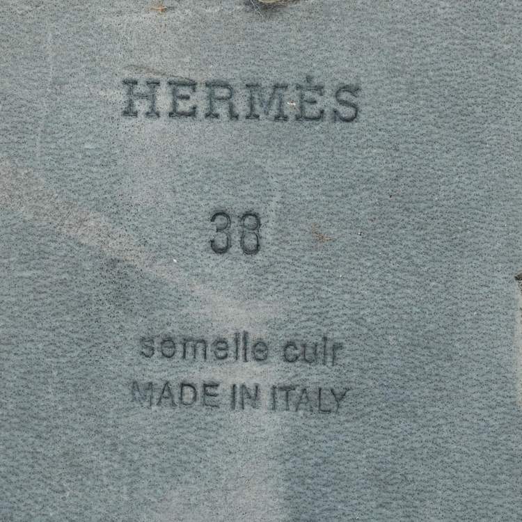 مملوكة مسبقًا Hermes Black Leather Lagune Flat Slide Size 38