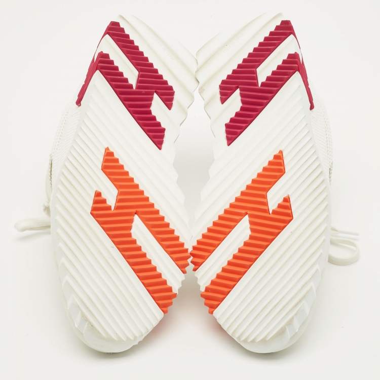 مملوكة مسبقًا Hermes Bouncing Size 40.5 White/Light Grey Knit Fabric and Suede Sneakers