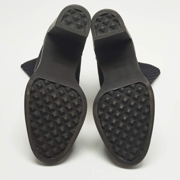 Pre Owned Hermes Vandale Size 39 Black Neoprene and Suede Ankle Length Boots