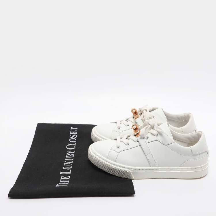 Pre Owned Hermes Day Size 36.5 White Leather Low Top Sneakers