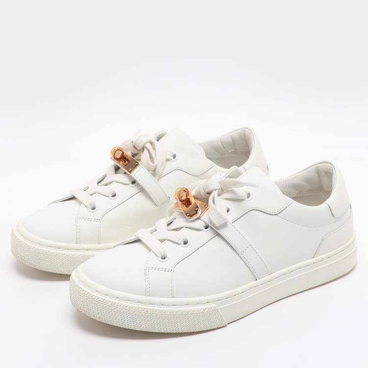 Pre Owned Hermes Day Size 36.5 White Leather Low Top Sneakers