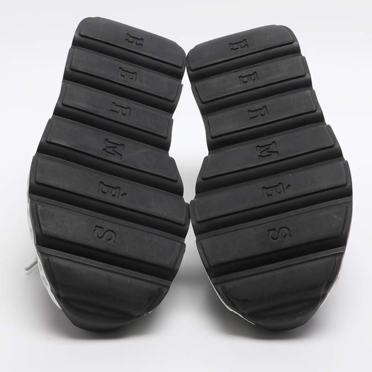 Pre Owned Hermes Impulse Size 37 Black Leather and Satin Low Top Sneakers