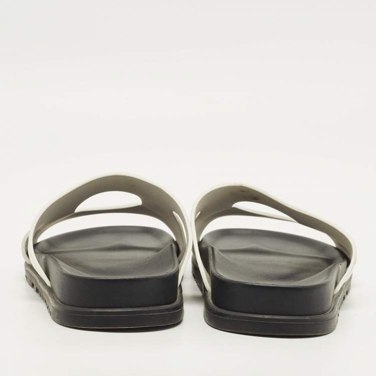 Pre Owned Hermes Edith Size 41 White Leather Flat Sandals