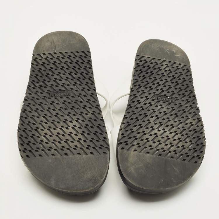 Pre Owned Hermes Edith Size 41 White Leather Flat Sandals