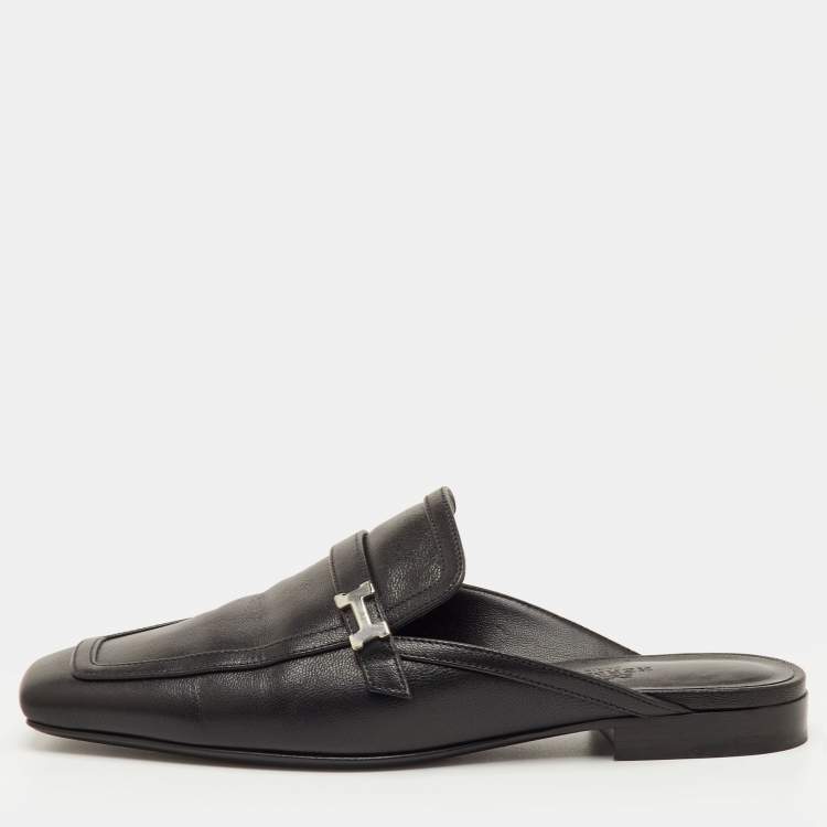 مملوكة مسبقًا Hermes Groupie Size 36 Black Leather Flat Mules