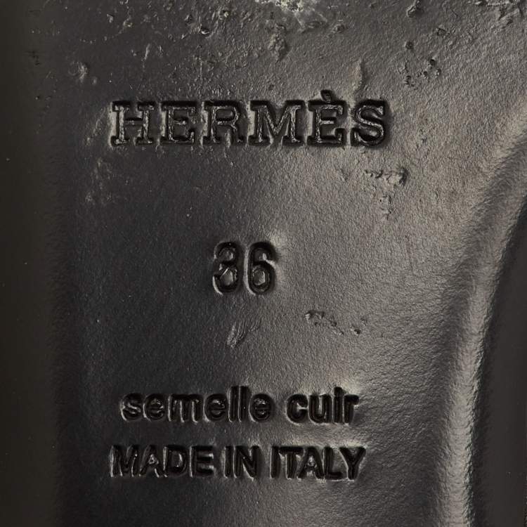 مملوكة مسبقًا Hermes Groupie Size 36 Black Leather Flat Mules