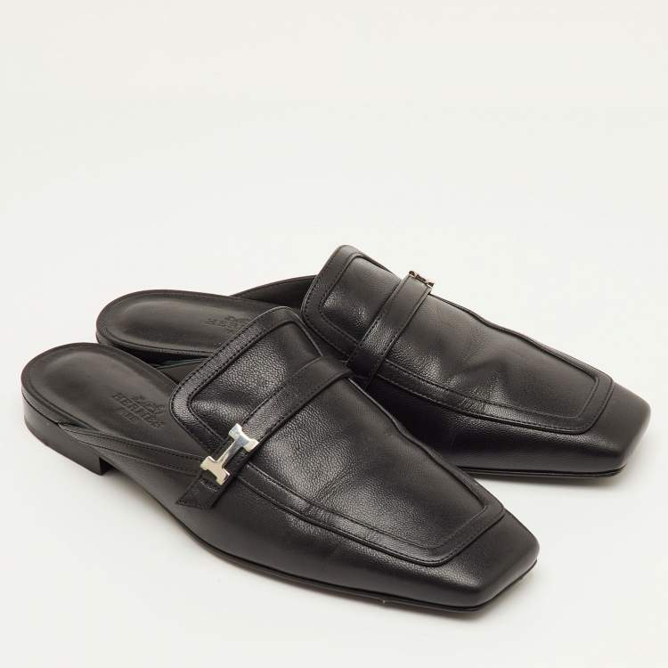 مملوكة مسبقًا Hermes Groupie Size 36 Black Leather Flat Mules