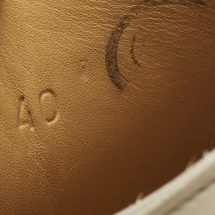 Pre Owned Hermes Size 40 Cream Leather and Mink Fur Derby