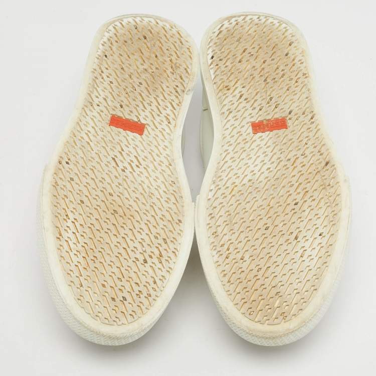 Pre Owned Hermes Day Size 37 White/Beige Leather Lace Up Sneakers