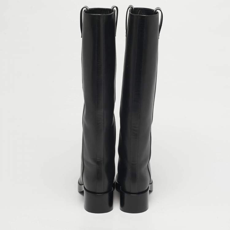 مملوكة مسبقًا Hermes Size 36 Black Leather Knee Length Boots