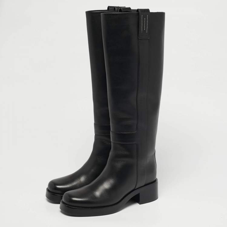 مملوكة مسبقًا Hermes Size 36 Black Leather Knee Length Boots
