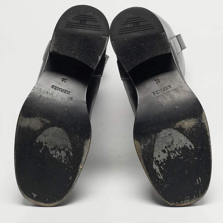 مملوكة مسبقًا Hermes Size 36 Black Leather Knee Length Boots