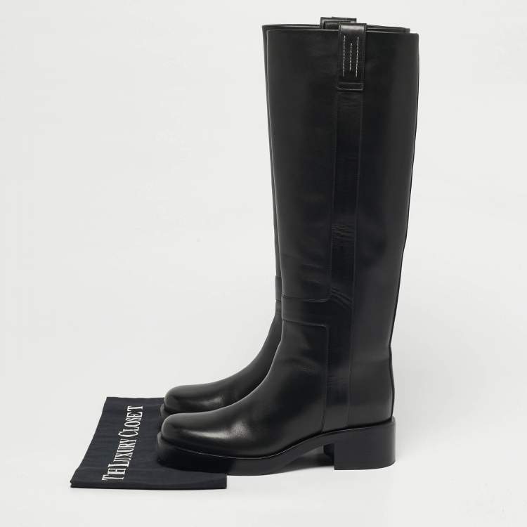 مملوكة مسبقًا Hermes Size 36 Black Leather Knee Length Boots