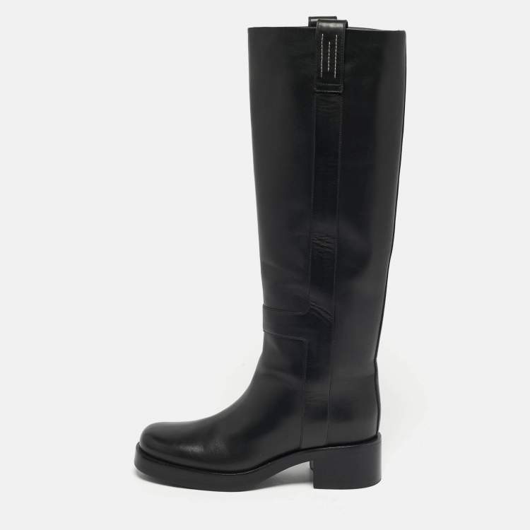 مملوكة مسبقًا Hermes Size 36 Black Leather Knee Length Boots