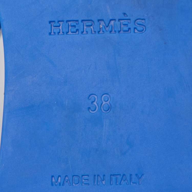 Pre Owned Hermès Egerie Size 38 Blue Rubber Thong Flat Sandals