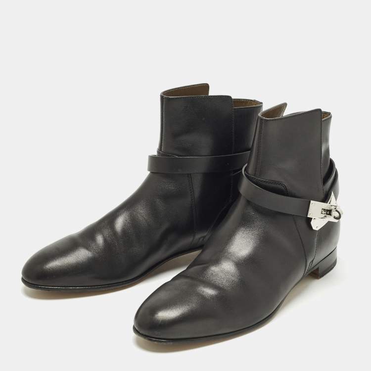 Pre Owned Hermès Neo Size 40.5 Black Leather Ankle Length Boots