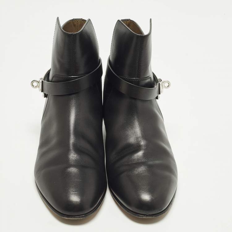 Pre Owned Hermès Neo Size 40.5 Black Leather Ankle Length Boots