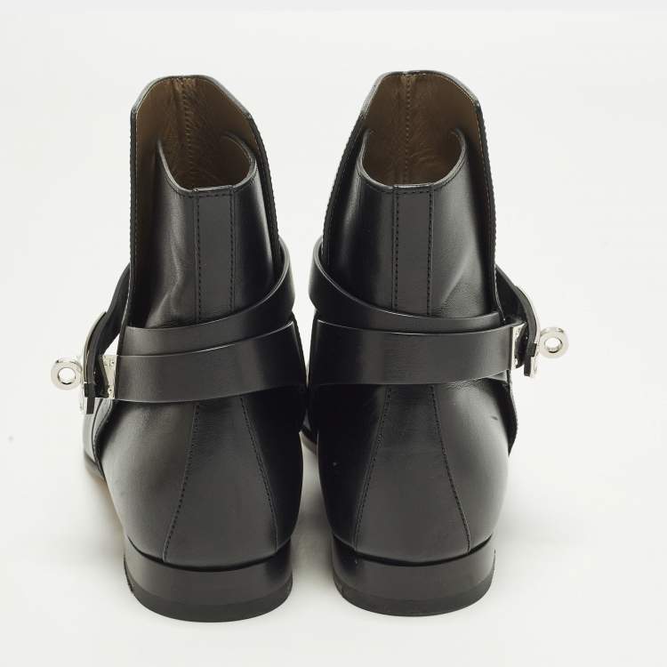 Pre Owned Hermès Neo Size 40.5 Black Leather Ankle Length Boots