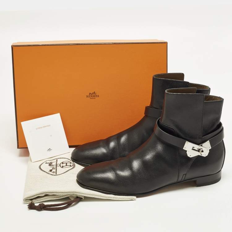 Pre Owned Hermès Neo Size 40.5 Black Leather Ankle Length Boots
