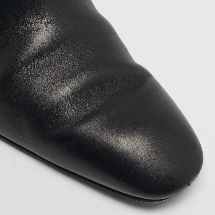Pre Owned Hermes Sommet Size 40 Black Leather Ankle Length Boots