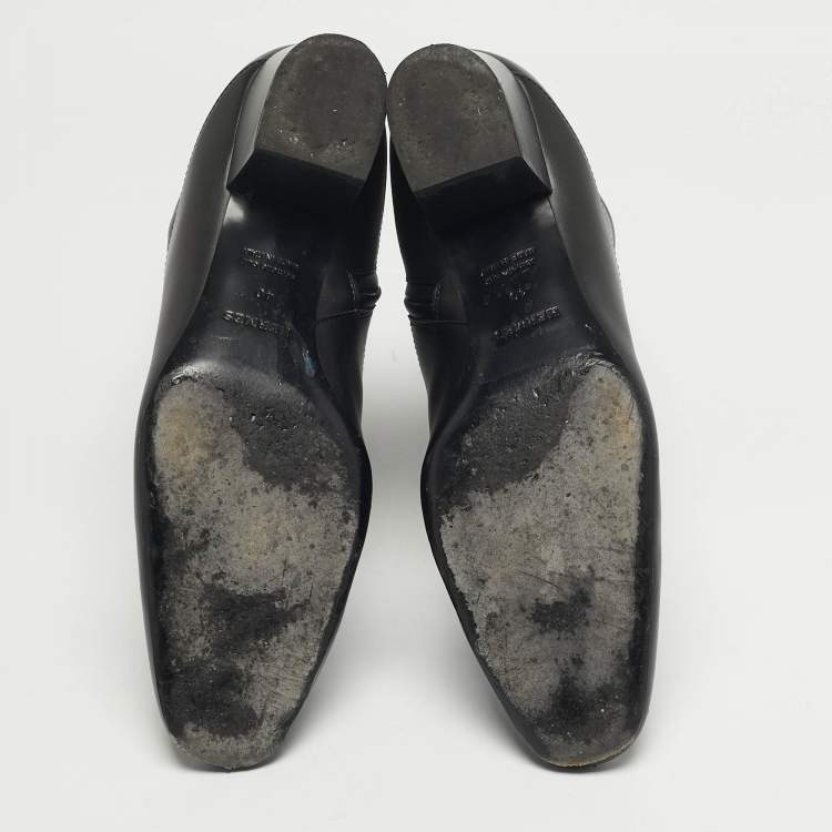 Pre Owned Hermes Sommet Size 40 Black Leather Ankle Length Boots