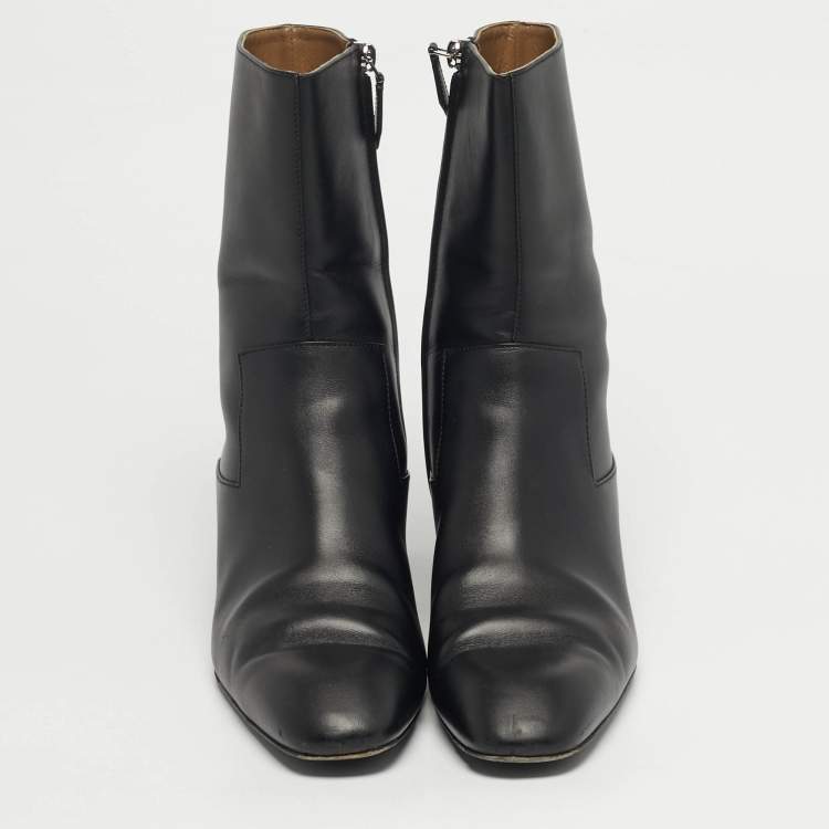 Pre Owned Hermes Sommet Size 40 Black Leather Ankle Length Boots