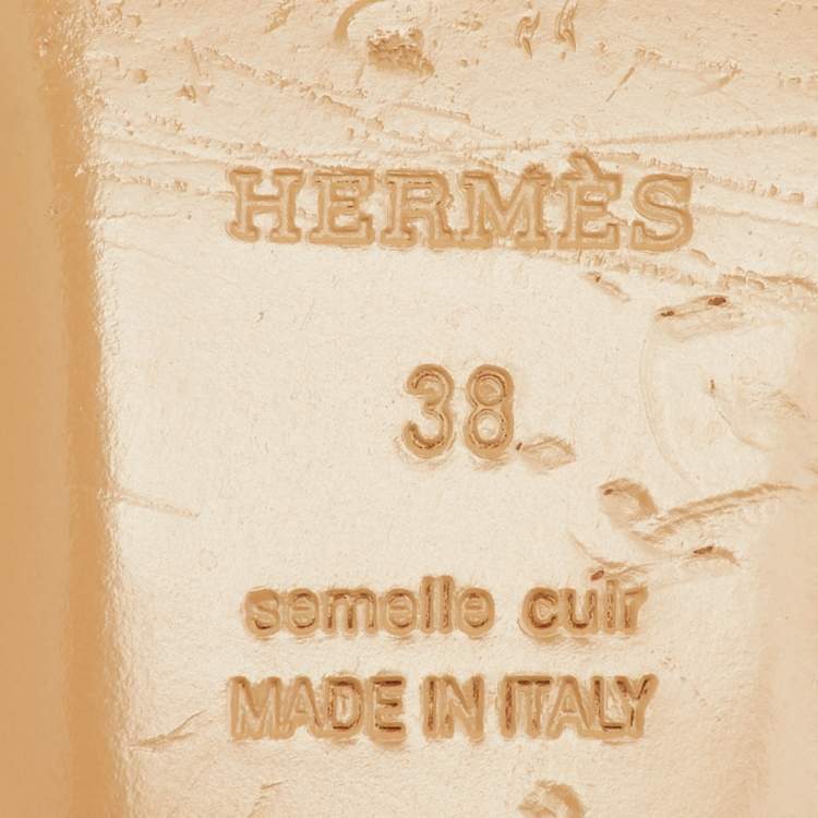 Pre Owned Hermes Oz Size 38 Blue Leather Flat Mules