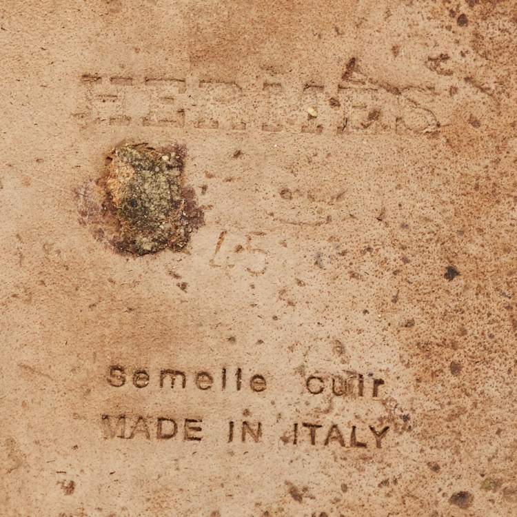 Pre Owned Hermès Izmir Size 45 Black Leather Flat Sandals