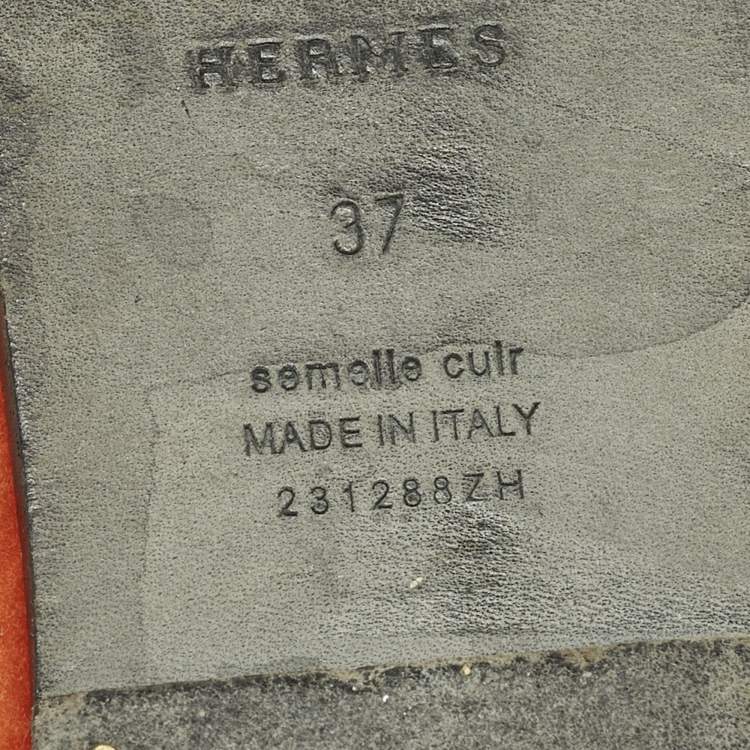 مملوكة مسبقًا Hermes Oran Size 37 Orange Shearling Fur Flat Slides