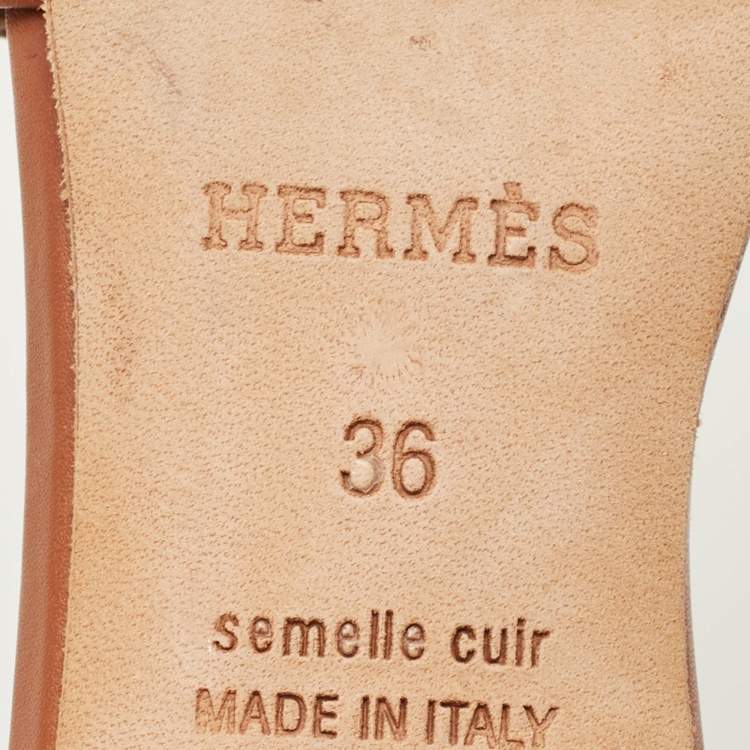 Pre Owned Hermès Oasis Size 36 Brown Leather Slide Sandals