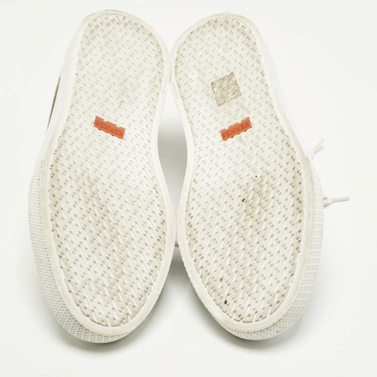 Pre Owned Hermès Get Size 40 White/Green Leather and Suede Lace Up Sneakers