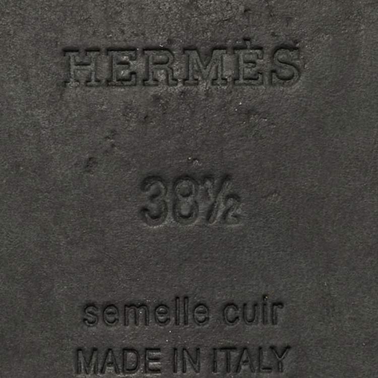 Pre Owned Hermès Oran Size 38.5 Black Perforated Patent Leather Flat Slides