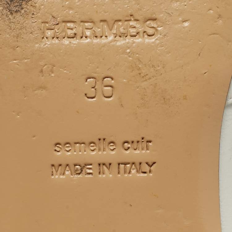 مملوكة مسبقًا Hermes Oz Size 36 White Leather Palladium Plated Mules