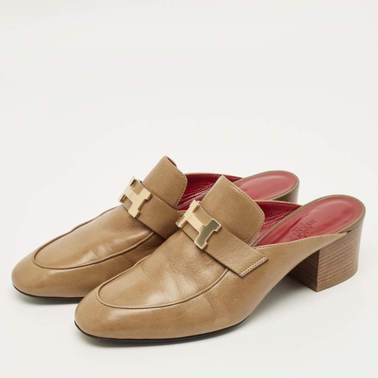 مملوكة مسبقًا Hermès Oz Size 39 Brown Leather Mules