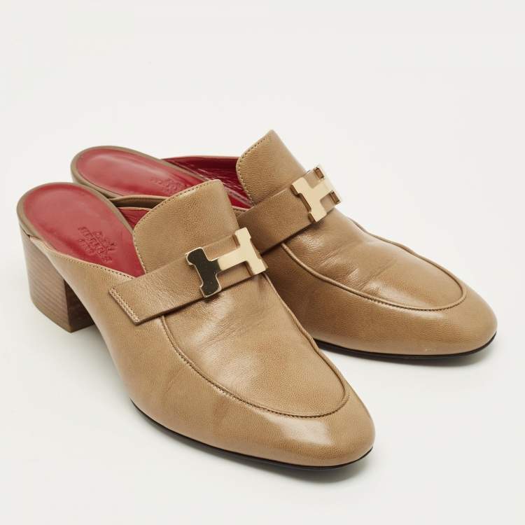 مملوكة مسبقًا Hermès Oz Size 39 Brown Leather Mules
