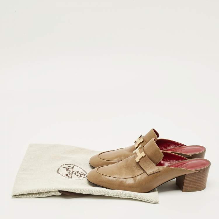 مملوكة مسبقًا Hermès Oz Size 39 Brown Leather Mules