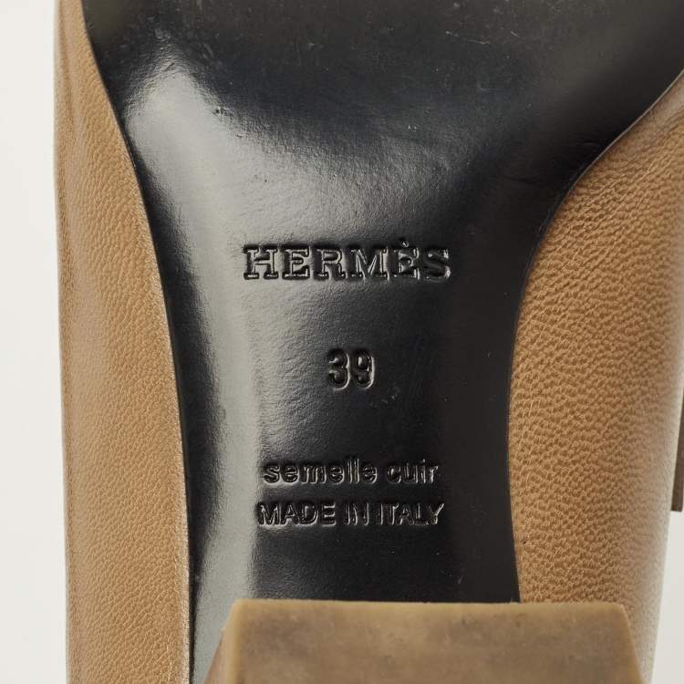 مملوكة مسبقًا Hermès Oz Size 39 Brown Leather Mules