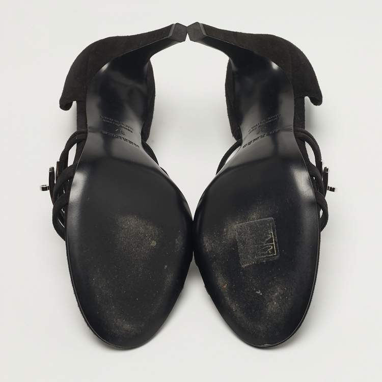 مملوكة مسبقًا Hermes Lipstick Size 37 Black Suede Ankle Strap Sandals