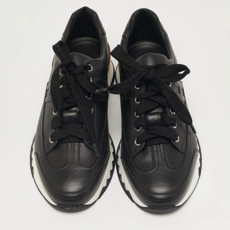 Pre Owned Hermès Trail Size 38 Black Leather Low Top Sneakers