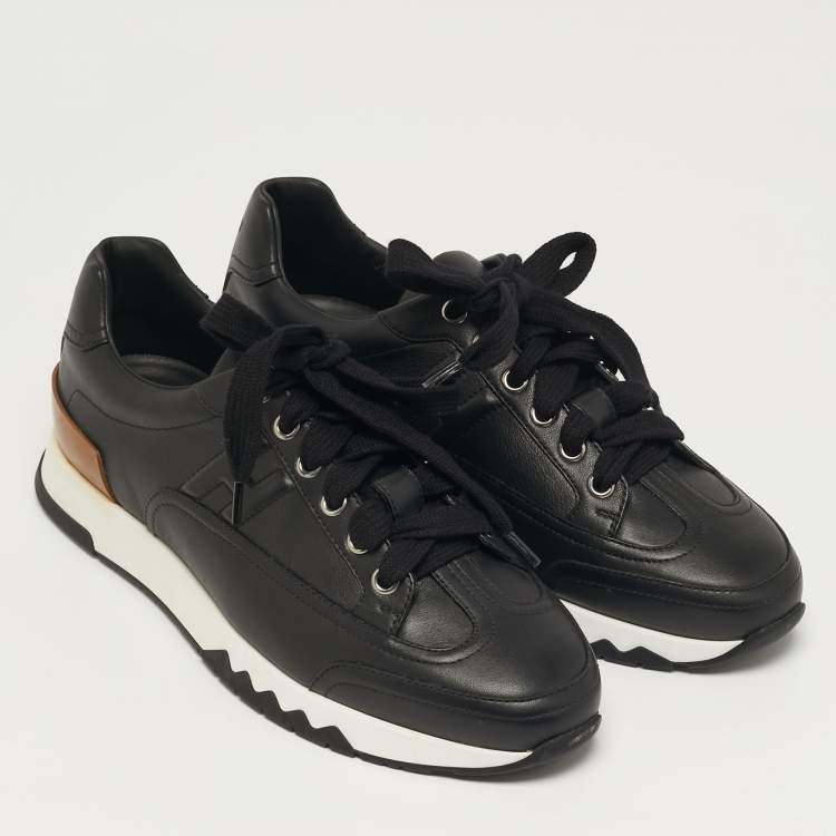 Pre Owned Hermès Trail Size 38 Black Leather Low Top Sneakers