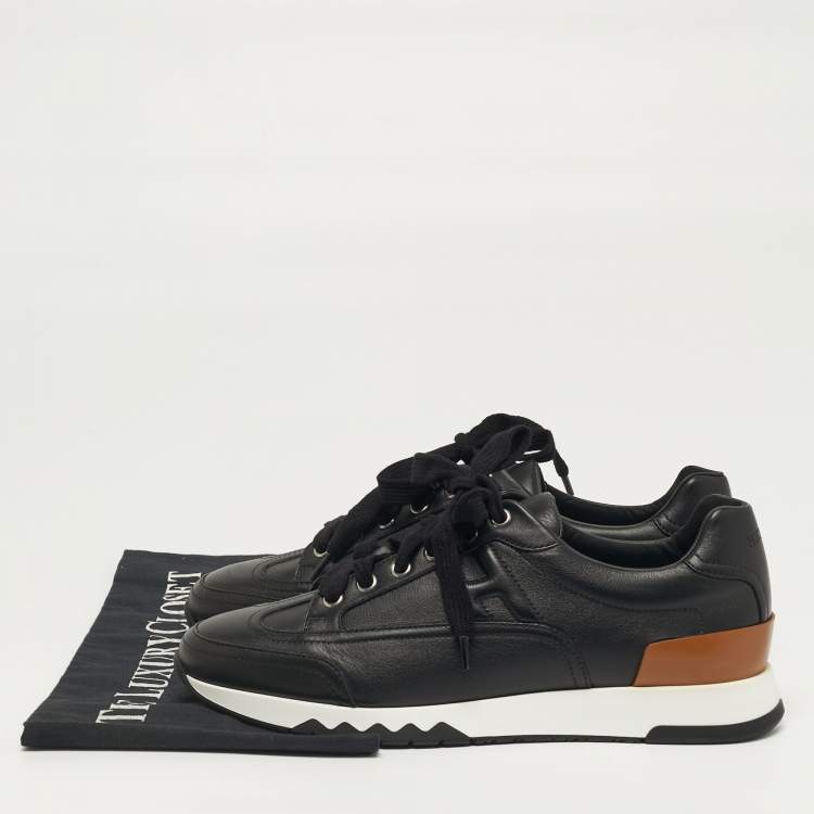 Pre Owned Hermès Trail Size 38 Black Leather Low Top Sneakers