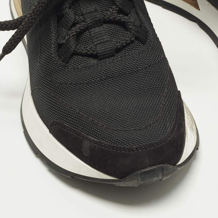 Pre Owned Hermes Miles Size 36.5 Black Fabric and Suede Low Top Sneakers